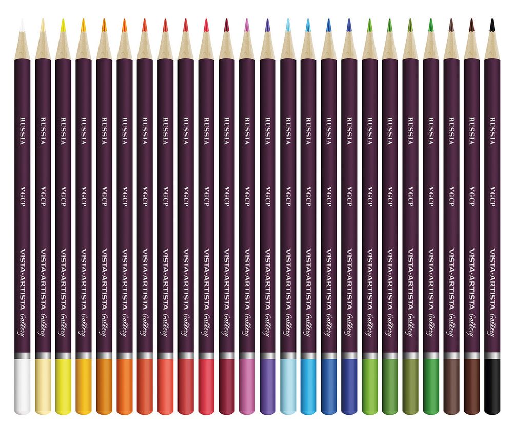 Набор цветных карандашей заточенный 4х24 цв, Vista-Artista Gallery VGCP-24