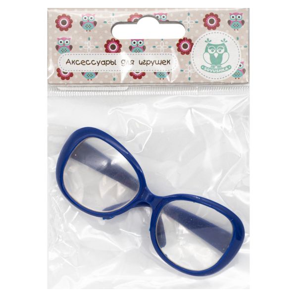 Очки для куклы со стеклом, пластик, 8,5 см, 1шт, синий