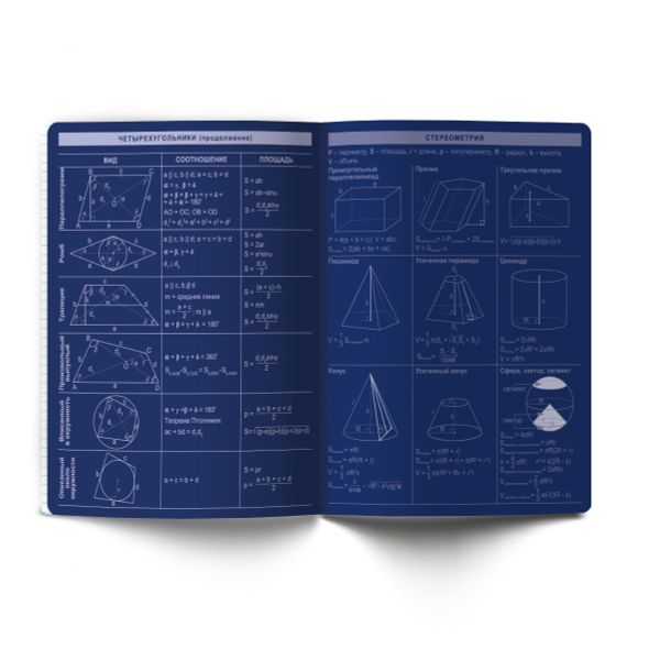 Тетрадь со справочным материалом Золотые главы, тисн.золот.фольгой, A5 48 л. на скобе 65 г/м², белизна 100% 10 шт клетка, 01851 Золотые главы Геометрия, Светоч Т286