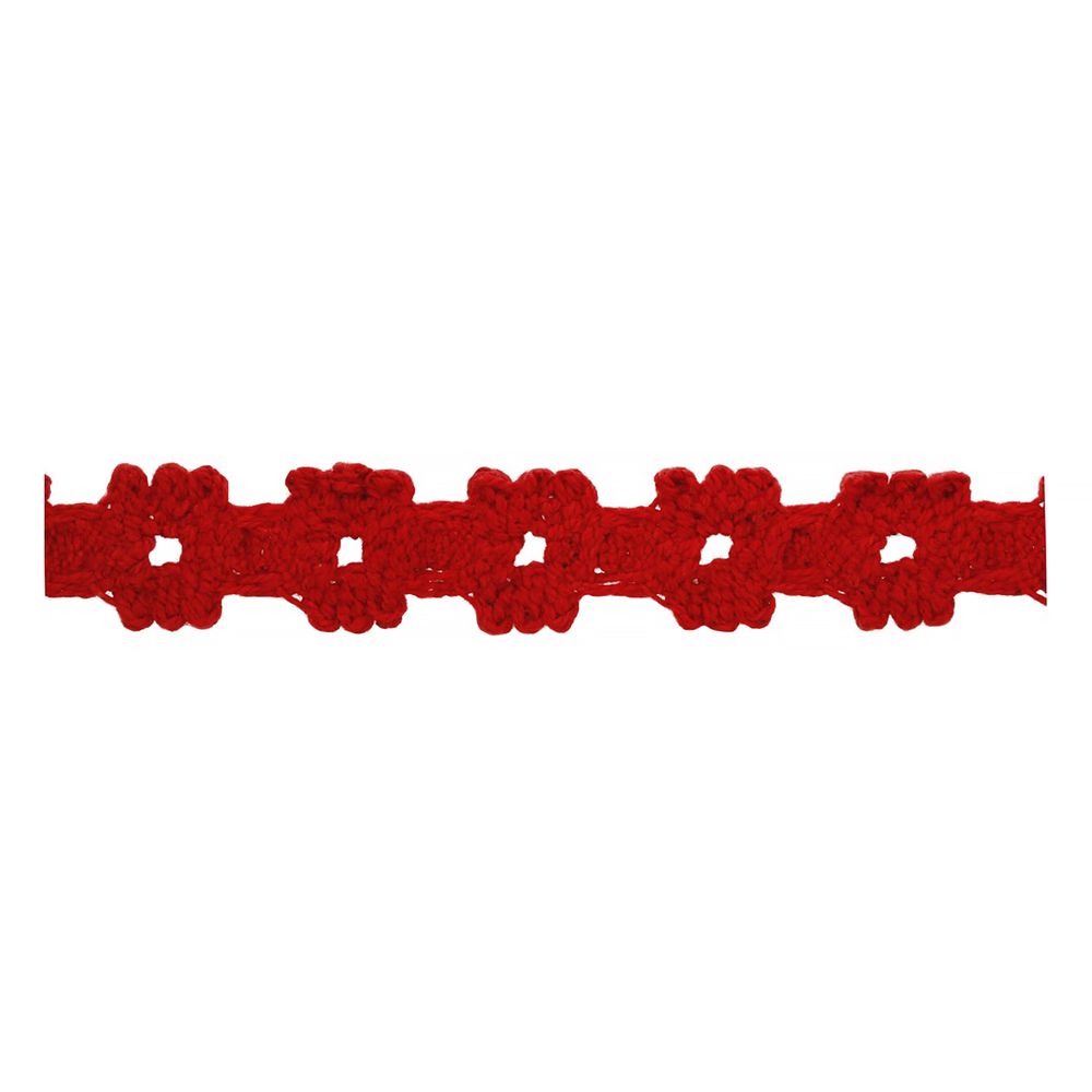 Кружево вязаное (тесьма) 15 мм, 5 шт по 3 м, 065 красный, HVK-26 Gamma