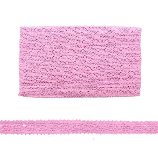 Кружево вязаное (тесьма) 12 мм х/б, JD017 розовый, 20 м