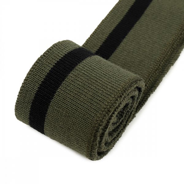 Подвяз (довяз) трикотажный 3.5х80 см, олива с черной полосой, 100% п/э, 5 штук
