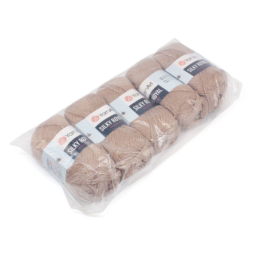 Пряжа YarnArt (ЯрнАрт) Silky Royal / уп.5 мот. по 50 г, 140м, 437 бежевый