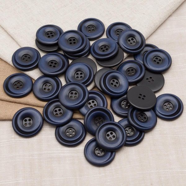 Пуговицы 4 прокола 46L=30 мм, пластик (имитация дерева), col.E темно-синий, 36 шт, CN2821