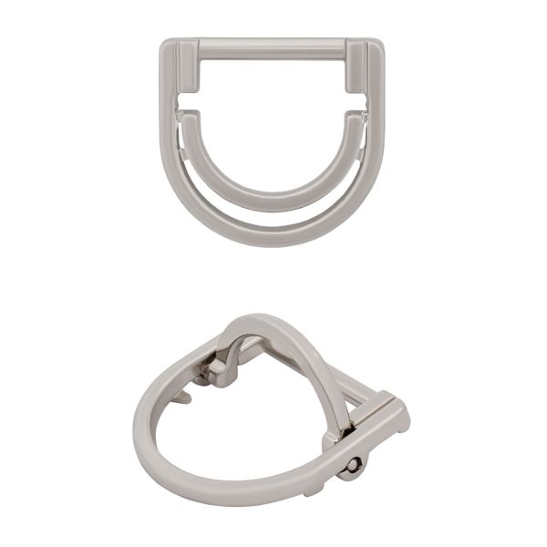 Полукольцо двойное металл внутр. 20 мм (внешн. 32х30 мм), 1 шт, металл, серебро никель, MB-158