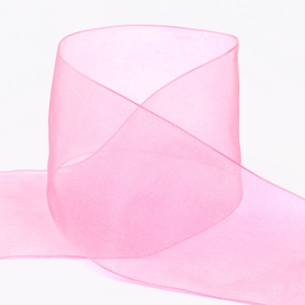 Лента капроновая (органза) 75.0 мм / 22.8±1 метра, 029 я.розовый, Blitz OR-75