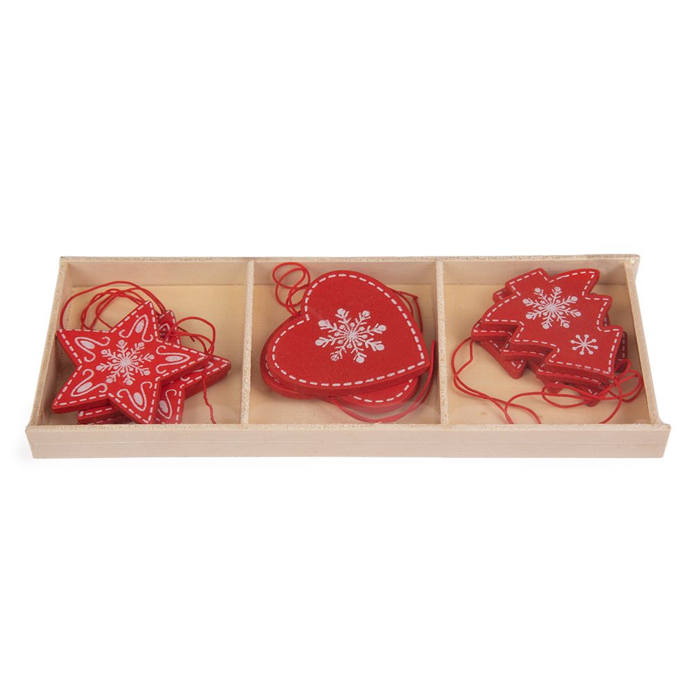 Набор елочных игрушек 6 см, 1х9 шт, №01 красный с белым, Snoweekon SNW-DW157