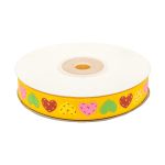 Лента репсовая (в рубчик) Сердечки 1,5см*22.86 м (желтый)