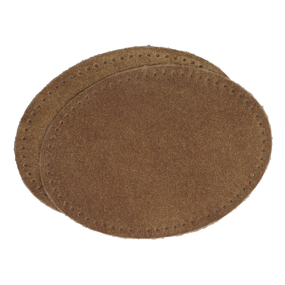 Заплатки пришивные из замши, овал 8х10,9см с перфорацией, 2 шт, 100% кожа, 32 кэмел, 59124