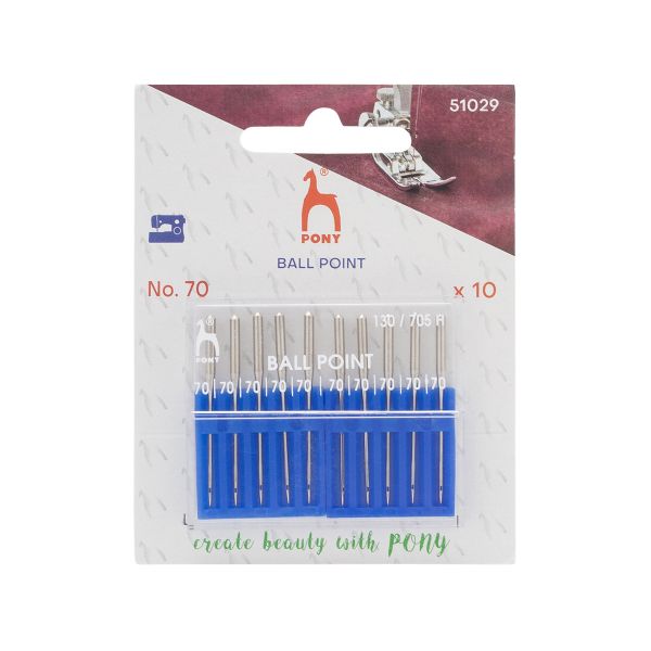 Иглы для швейных машин для трикотажа 130/705 H, №70 с плоской колбой, 10 шт, Pony, 51029