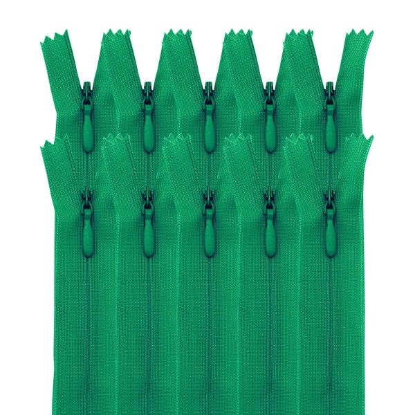 Молния потайная (скрытая) Т3 (3 мм) 1 зам., н/раз., 50 см, ярко-зелен., нейлон, 31329 / 50, 10 шт