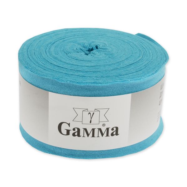 Косая бейка трикотажная 60 мм / 10 метров, (рибана), 003 яр.голубой, Gamma