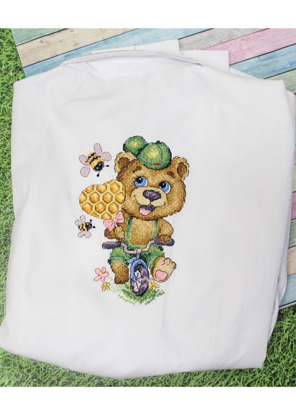 Набор для вышивания нитками МП Студия (Жар-птица), вышивка на одежде Озорной мишка, 18х12 см