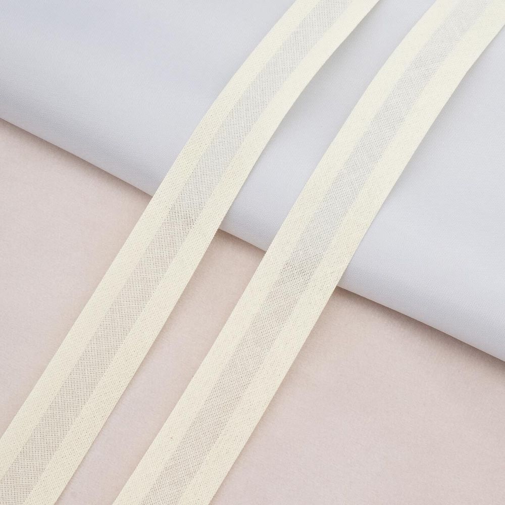 Косая бейка хлопковая 20 мм / 132±1 метра, 004 молочный, 6112-0009