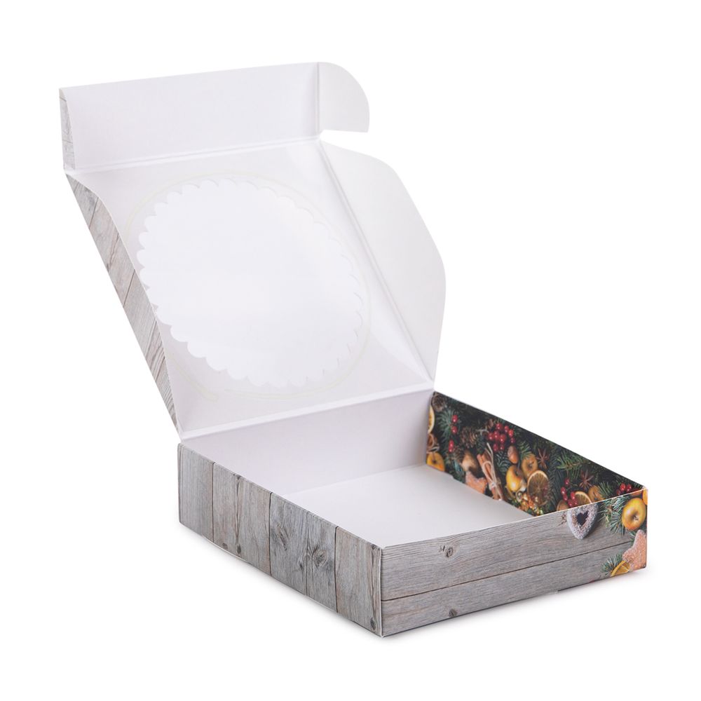 Коробка с окном для печенья 11.5х11.5х3 см, №2 Новогодний аромат, S-Chief CBC-005