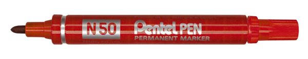 Маркер перманентный Pen 4.3 мм, пулевидный 12 шт, N50-BE красный, Pentel