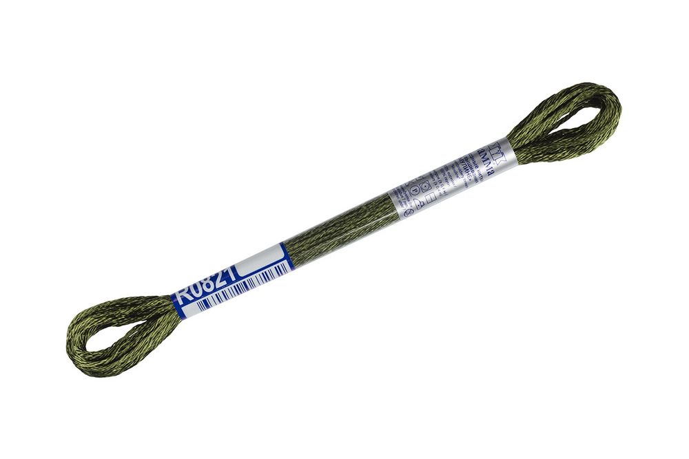 Мулине Gamma вискоза 100%, цв.R0821 хаки, 12 мотков по 8 метров