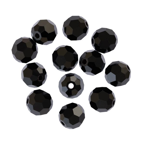 Бусины стекло ⌀6 мм, 12 шт, черный/jet, Preciosa 451-19-602