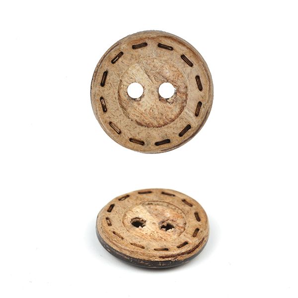 Пуговицы кокос цв.натуральный 24L-15мм, 2 прокола, 20 шт