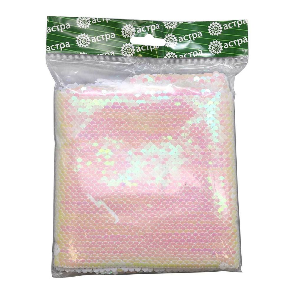Ткань для рукоделия с двухсторонними пайетками, нежно-розовый/белый, 65х50см, Astra&Craft