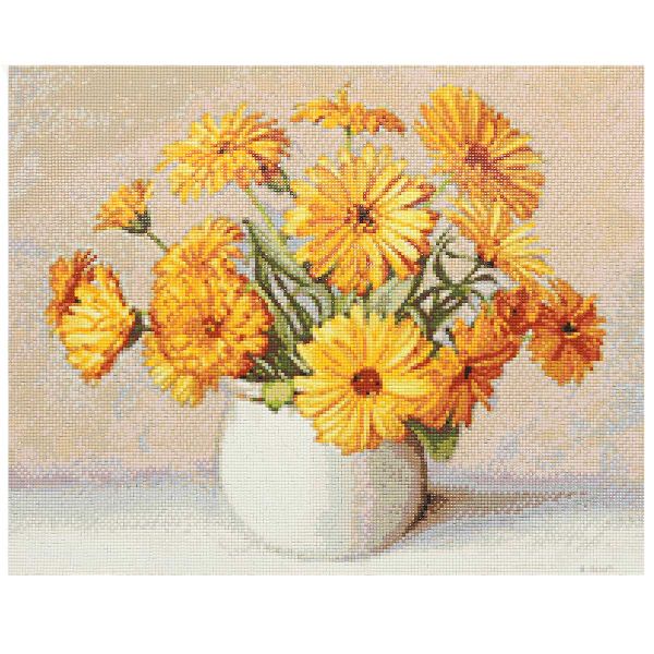 Алмазная (кристальная) мозаика Cristyle Cr 540056, Букет цветов календулы, 50х40см
