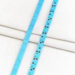 Лента репсовая (в рубчик) с принтом 10.0 мм / 45.72 метра, Вишенки 1009 голубой