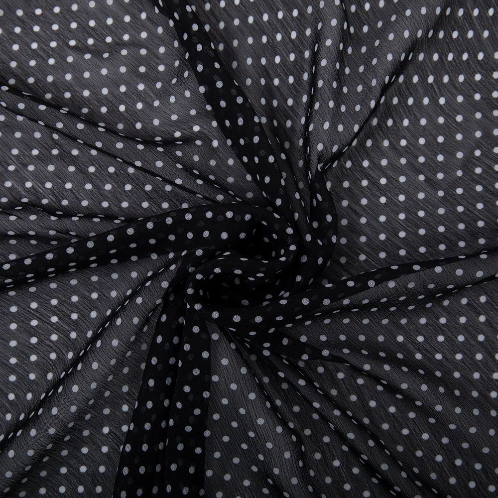 Ткань блузочная Chiffon 68 г/м², 200х147 см, 1 черный/ белый, Gamma PC-05