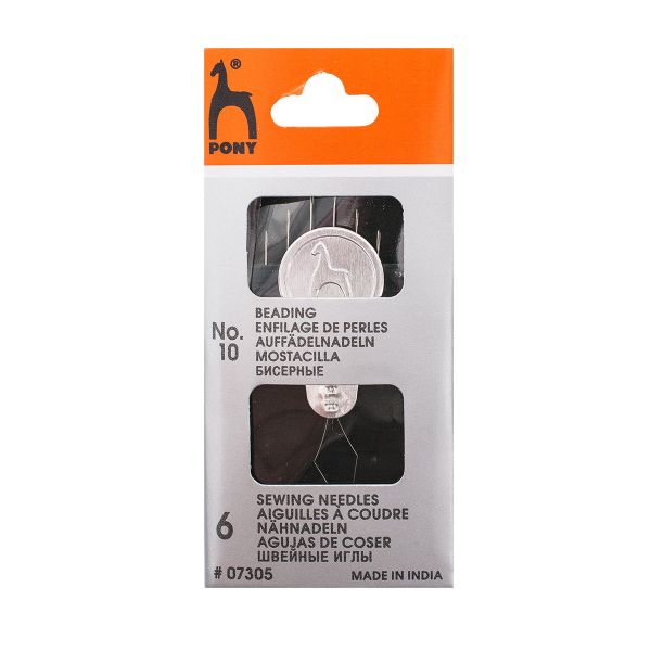 Иглы ручные для бисера №10, 6 шт, Pony