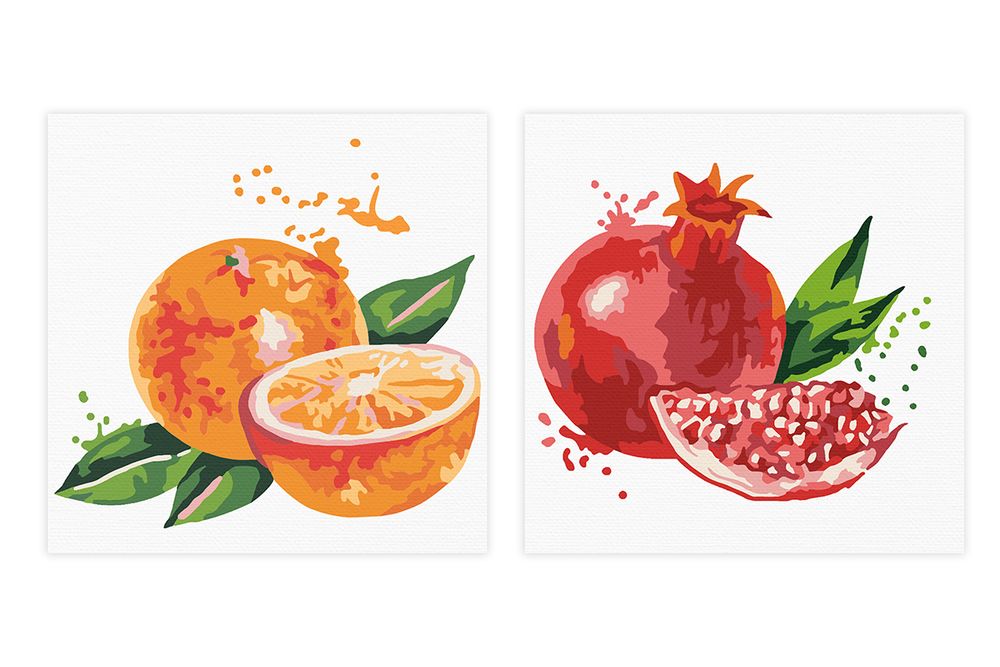 Картина по номерам Фрея PNBM-009, Яркие фрукты, (на магните) 9х9 см