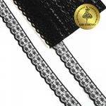 Кружево отделочное в стиле "трикотаж" 15 мм диз. T-012 цв.черный уп.9м