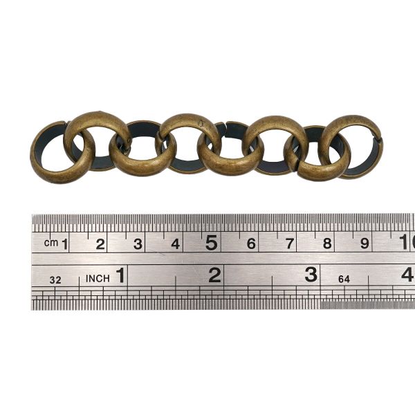 Цепь пластик 10 см, размер звена 18х18 мм, латунь