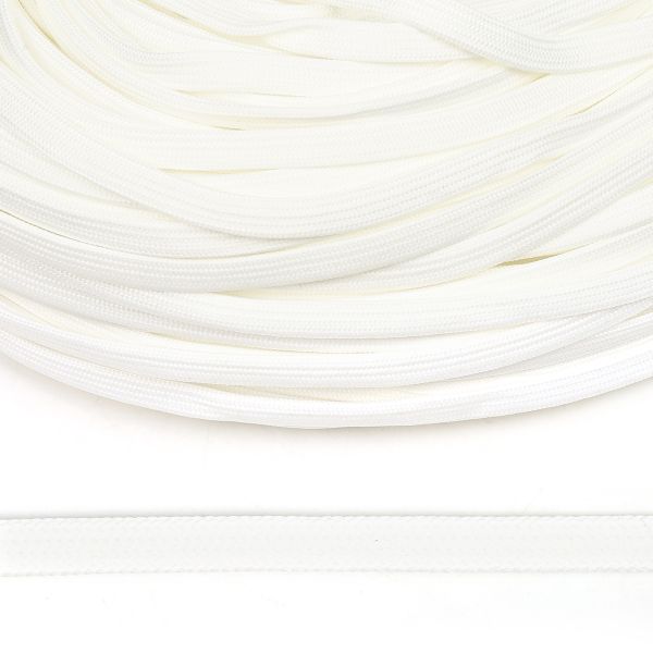 Шнур плоский полиэфир ⌀10.0 мм, классическое плетение цв.белый уп.100 м