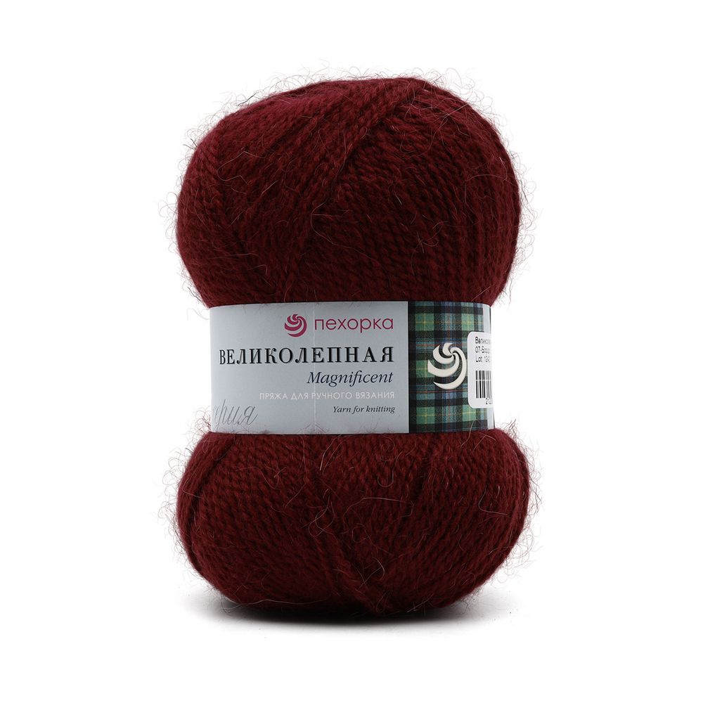 Пряжа Пехорка Великолепная / уп.10 мот. по 100 г, 300 м, 07-Бордо