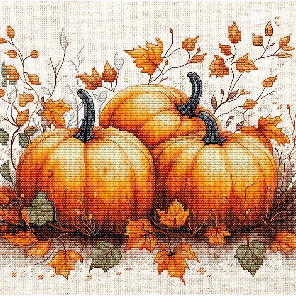 Набор для вышивания нитками Luca-S, Осенняя тыква 19х18см