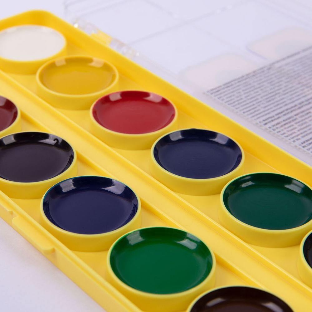 Краска акварель Лео Играй медовые, без кисти (двухъярусная) LPW-0324 24 цв, 12 класс. + 6 флуор+6 перлам