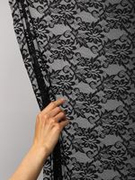 Ткань кружевная гипюр стрейч 100 г/м², ш.150см, арт.G039 цв.черный, уп.1м