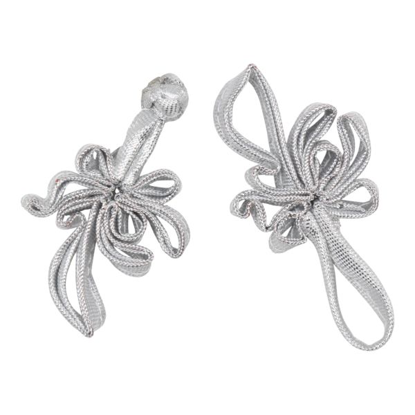 Сутажная застежка, 9 см (серебро), NO.3, 5 шт