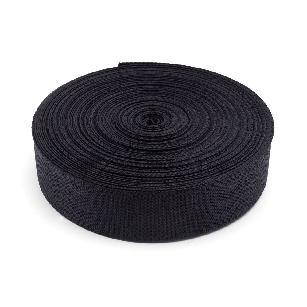 Стропа (ременная лента) 50 мм / 30 метров, толщ. 1.0 мм, [42 г/пог.м], 100% п/э, 005 черный