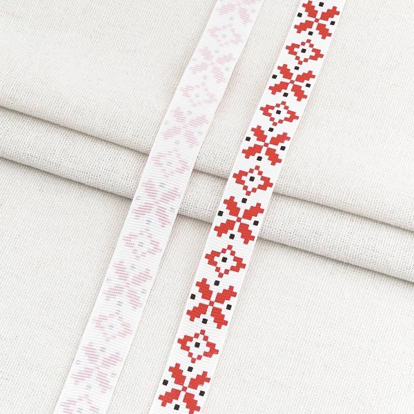 Лента репсовая (в рубчик) с принтом 15.0 мм / 45.72 метра, 1501 Узор