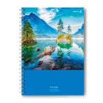Тетрадь общая с твердой обложкой, матовая ламинация A4 160 л. на гребне 65 г/м², белизна 100% 2 шт клетка, 01578 Горный пейзаж, Светоч Т220