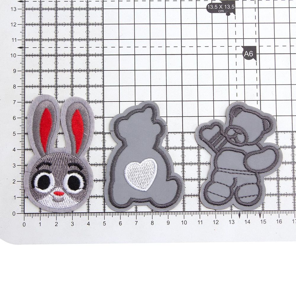 Термоаппликация детские Зверята, 3 шт, цвет серый