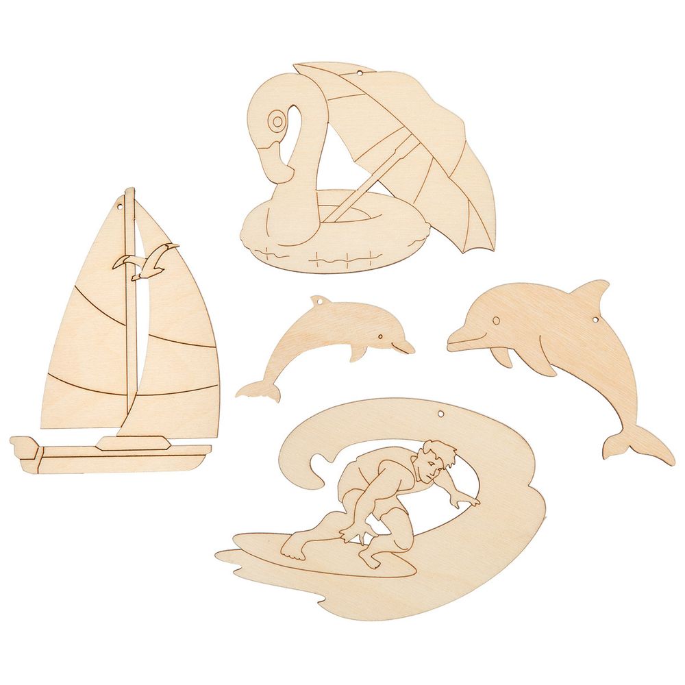 Заготовка из фанеры набор подвесок Отпуск 6.5х10х0.3 см, Отпуск 2, Mr.Carving ВД-1222