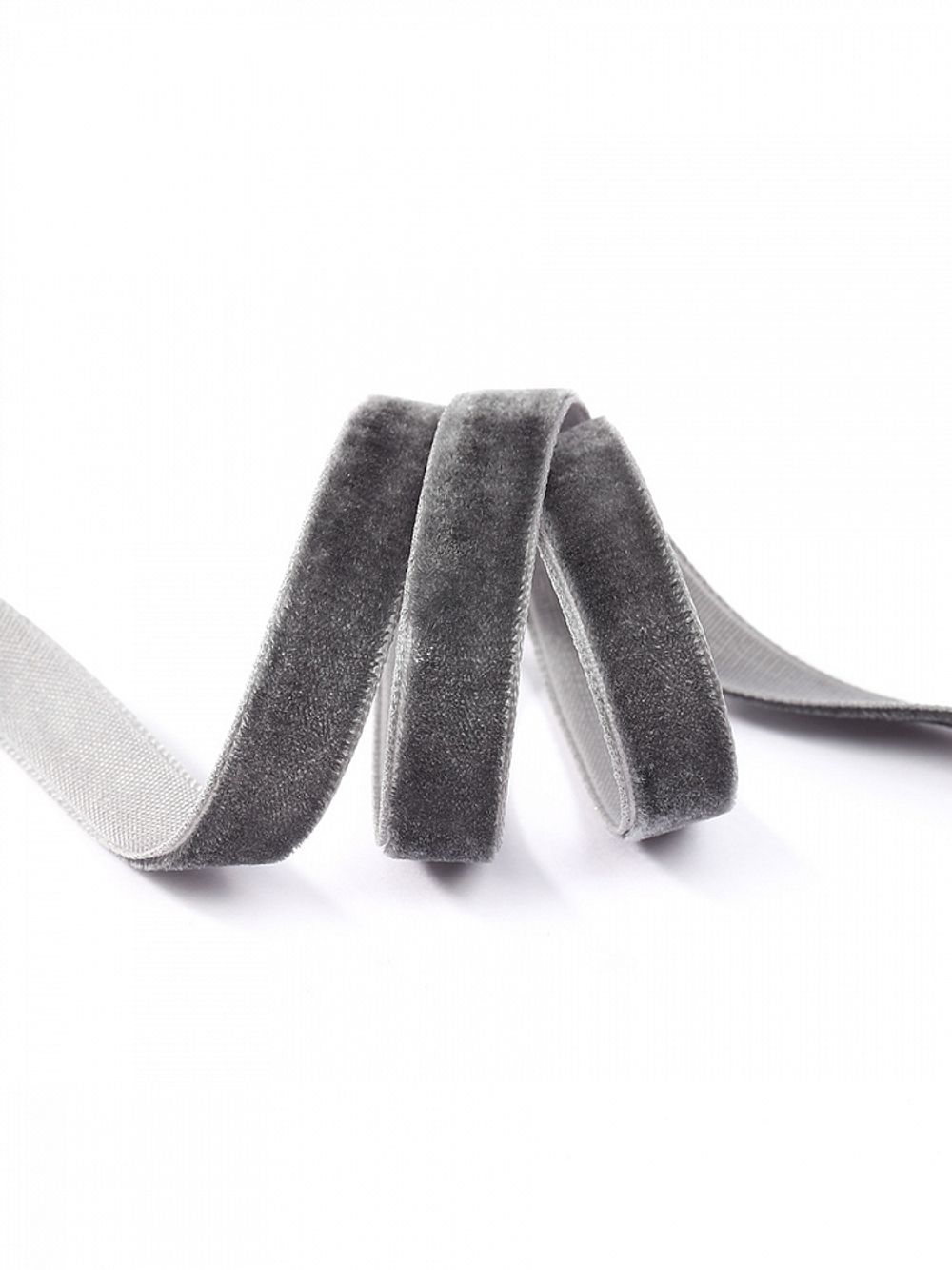 Лента бархатная (тесьма) 10.0 мм / 22.86±1 метров, арт.10VR64 нейлон цв.т.серый