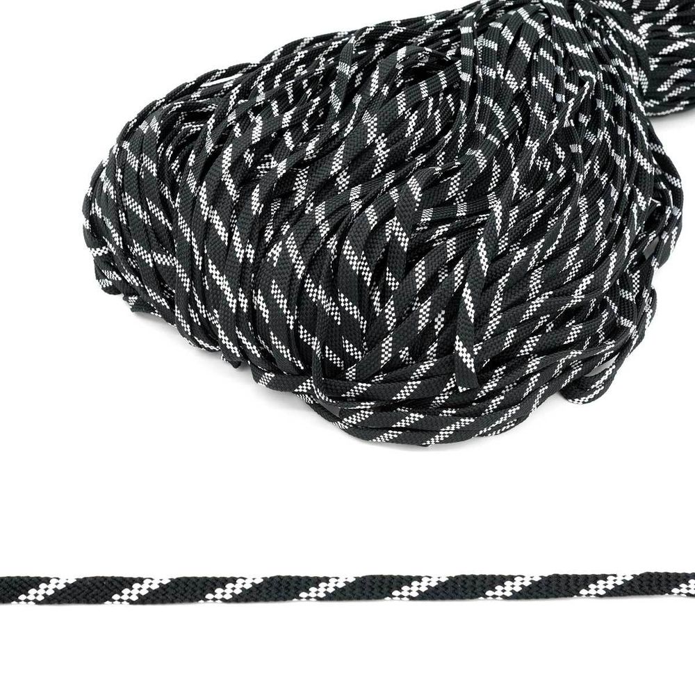 Шнур обувной ⌀9.0 мм / 200 метров, Мн, 36 чёрный с белым, 7С859