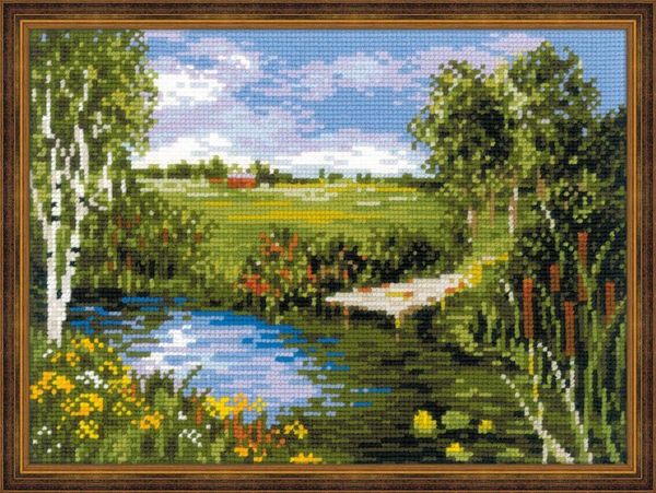 Набор для вышивания нитками Риолис, У реки 24х18 см