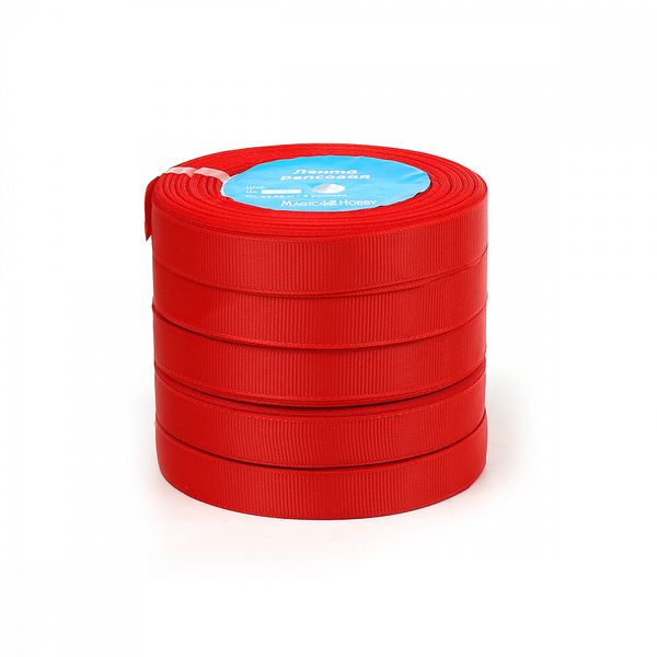 Лента репсовая (в рубчик) 12.0 мм, цв. 235 (057) класс.красный For Hobby 5 шт по 22.86м (±1м)