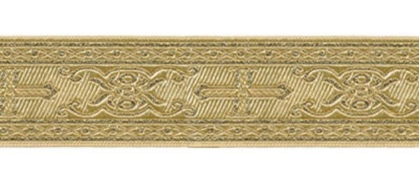 Лента (тесьма) жаккардовая 40.0 мм / 10±0.5 метров, (галун православный), золото, Gamma TRJ-64