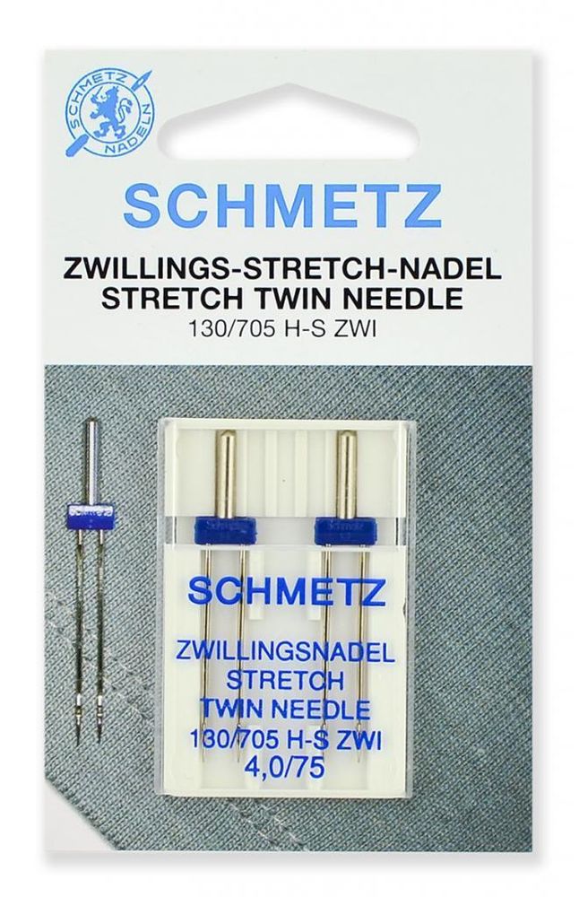 Иглы для швейных машин стрейч двойные Schmetz №75/4.0, 2 шт, 69:40.FB2.DMS