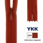 Молния потайная (скрытая) YKK Т3 (3 мм) 1 зам., н/раз., 22 см, цв. 073 бордовый, 0004715/22, уп. 10 шт /TOS/