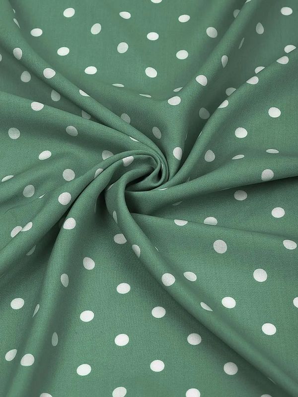 Штапель в горошек 90 г/м², 145 см / 2 метра, TBY.Vidt.05 цв.зеленый
